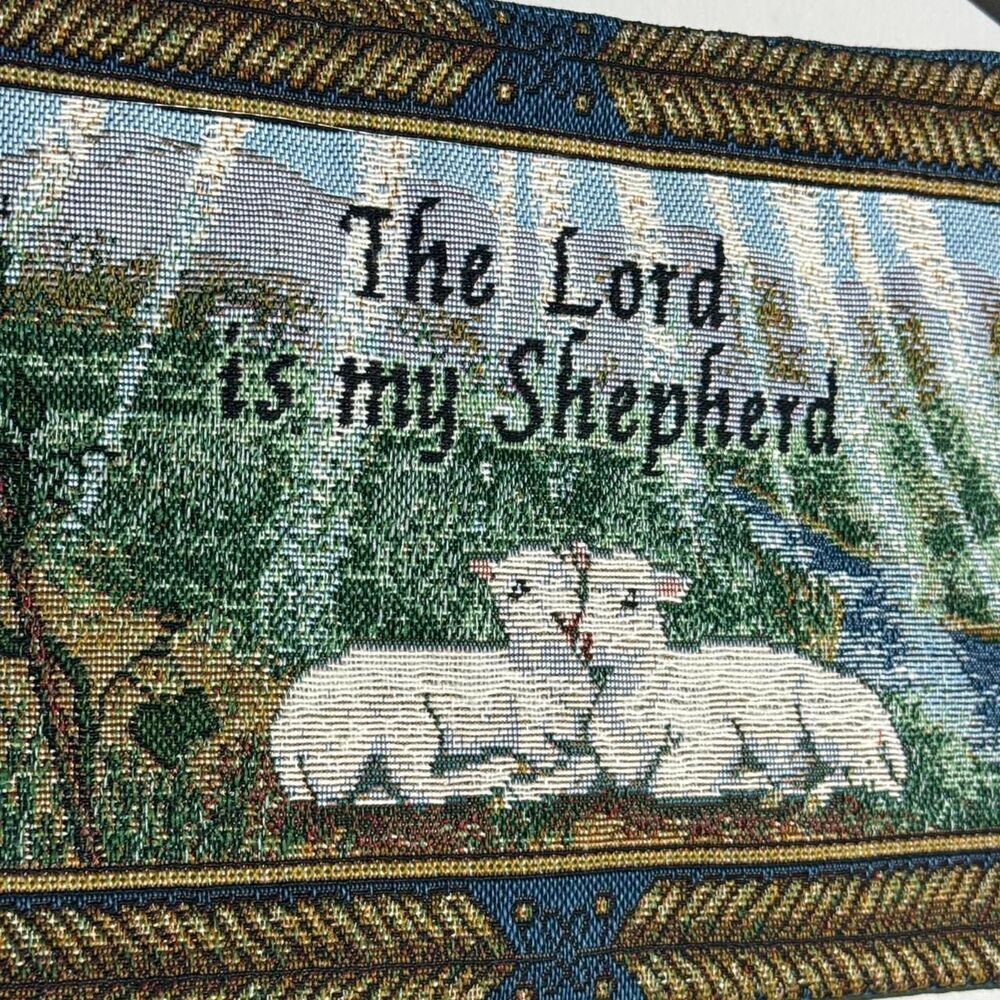 The Lord is My Shepherd Psalm 23 cotton woven tapestry needlepoint wall hanging - Picture 6 of 7